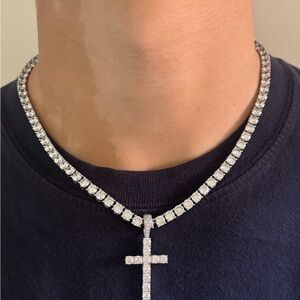Diamond Tennis Necklace 14k white gold plated